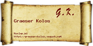 Graeser Kolos névjegykártya